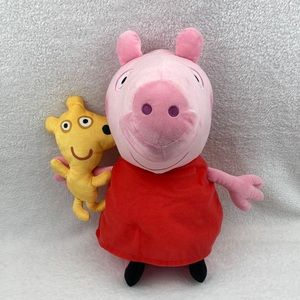 Peppa Pig Holding Her Yellow Teddy Bear Plush Stuffed Animal Toy 17”